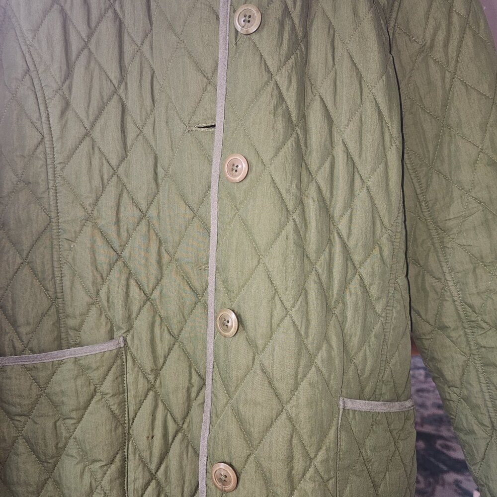 Vintage LL Bean Quilted Khaki Farmhouse Barn Coat Size Large - Picture 4 of 5